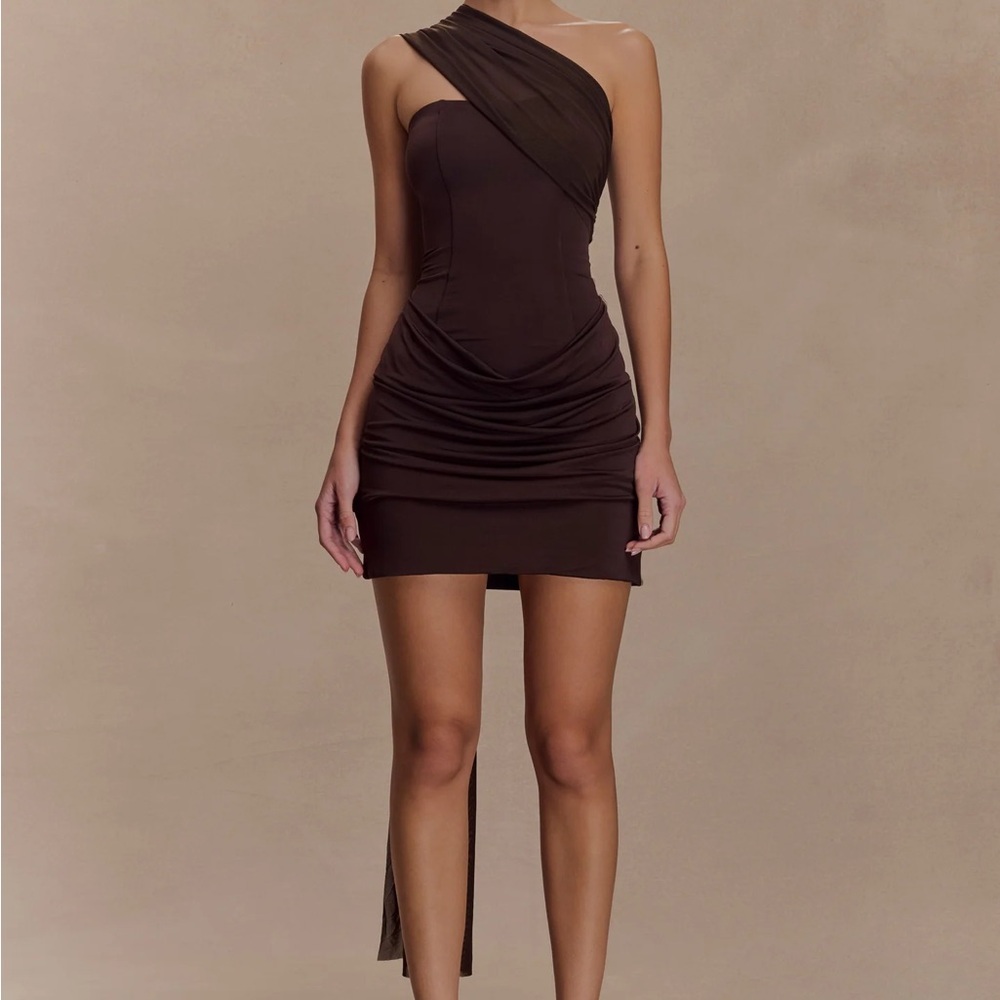 Meshki Mattea Slinky And Mesh Mini Dress- Dark Chocolate
✨ Never Worn